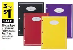 Dollar General 2 Pocket Paper or Laminated Folders Assorted offer