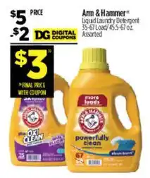 Dollar General Arm & Hammer liquid laundry detergent offer