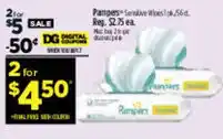 Dollar General Pampers sensitive wipes offer