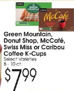 Family Fare Green Mountain, Donut Shop, McCafé, Swiss Miss or Caribou Coffee K-Cups offer