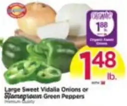 Tops Large Sweet Vidalia Onions or Stonebourn Green Peppers offer