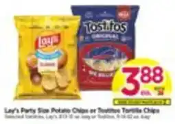 Tops Lay's Party Size Potato Chips or Tostitos Tortilla Chips offer