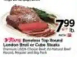 Tops Boneless Top Round London Broil or Cube Steaks offer
