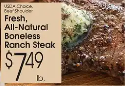 Family Fare Usda choice beef shoulder fresh all natural boneless ranch steak offer