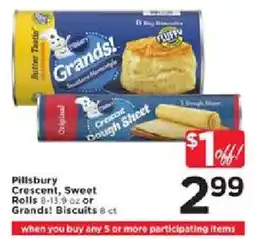 Cub Foods Pillsbury crescent, sweet rolls or grands biscuits offer