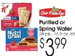Family Fare Our Family Purified or Spring Water offer