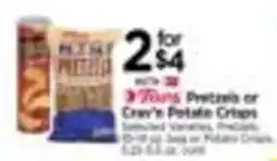 Tops 3 Tops Pretzels or Cray's Potato Crisps offer