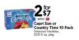 Tops Capri Sun or Country Time 10 Pack offer
