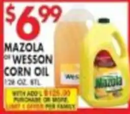 Pioneer Supermarkets Mazola or Wesson corn oil offer