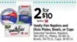 Tops Vanity Fair Napkins and Dixie Plates, Bowls, or Cups offer