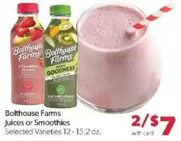 Family Fare Bolthouse Farms Juices or Smoothies offer