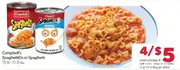 Family Fare Campbell's SpaghettiOs or Spaghetti offer