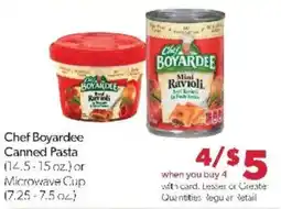 Family Fare Chef Boyardee Canned Pasta or Microwave Cup offer
