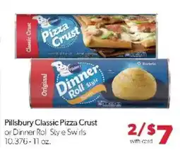 Family Fare Pillsbury classic pizza crust or dinner roll style swirls offer