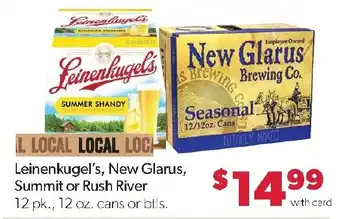 Leinenkugel's, New Glarus, Summit or Rush River