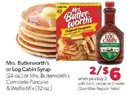 Family Fresh Market Mrs. Butterworth's or Log Cabin Syrup offer