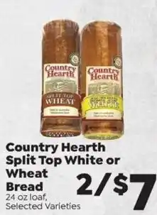 Sentry Country Hearth Split Top White or Wheat Bread offer