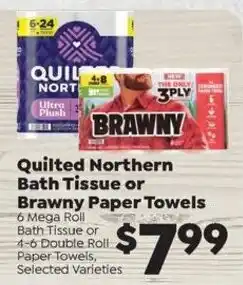 Sentry Quilted Northern Bath Tissue or Brawny Paper Towels offer