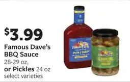 Fareway Famous Dave's BBQ Sauce or Pickles offer