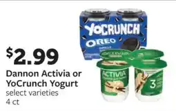 Fareway Dannon Activia or YoCrunch Yogurt offer