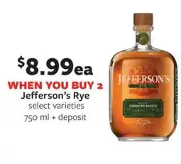 Fareway Jefferson's Rye offer