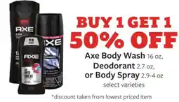 Fareway Axe body wash, deodorant or body spray offer