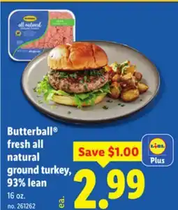 Lidl Butterball fresh all natural ground turkey, 93% lean offer