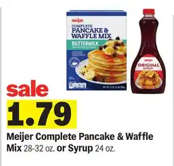Meijer Meijer Complete Pancake & Waffle Mix 28-32 oz. or Syrup 24 oz offer