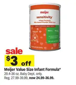 Meijer Meijer Value Size Infant Formula offer