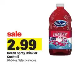 Meijer Ocean Spray Drink or Cocktail offer