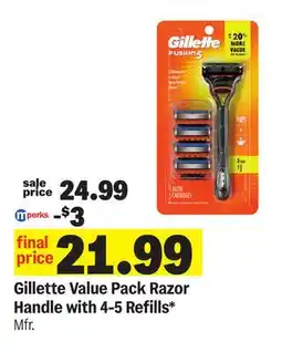 Meijer Gillette Value Pack Razor Handle with 4-5 Refills offer
