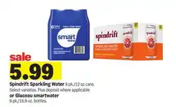 Meijer Spindrift Sparkling Water 8 pk./12 oz. cans, Or Glaceau Smartwater 6 pk./16.9 oz. bottles offer
