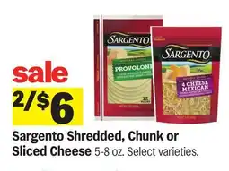 Meijer Sargento Shredded, Chunk or Sliced Cheese offer