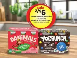 Meijer Dannon Danimals Smoothies 6 pk./3.1 oz. or Activia or Yo Crunch Yogurt 4 pk./4 oz offer