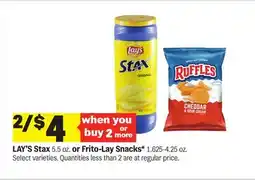 Meijer LAY'S Stax 5.5 oz. or Frito-Lay Snacks* 1.625-4.25 oz offer