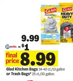 Meijer Glad Kitchen Bags 34-40 ct./13 gallon or Trash Bags* 25 ct./30 gallon offer