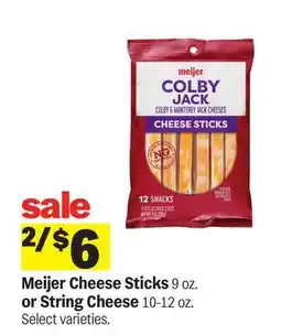 Meijer Meijer Cheese Sticks 9 oz or String Cheese 10-12 oz offer