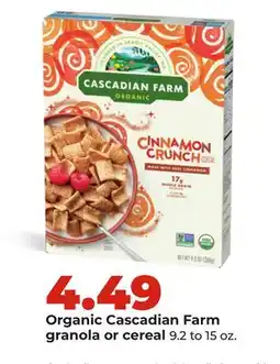 Hy-Vee Organic Cascadian Farm granola or cereal offer