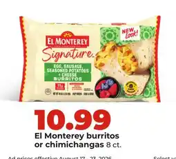 Hy-Vee El Monterey burritos or chimichangas offer
