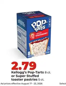 Hy-Vee Kellogg's Pop-Tarts 8 ct. or Super Stuffed toaster pastries 5 ct offer