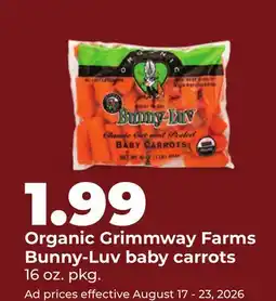 Hy-Vee Organic Grimmway Farms Bunny-Luv baby carrots offer