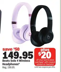 Meijer Beats Solo 4 Wireless Headphones offer