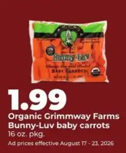 Hy-Vee Organic Grimmway Farms Bunny-Luv baby carrots offer