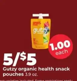 Hy-Vee Gutzy organic health snack pouches offer