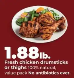 Hy-Vee Fresh chicken drumsticks or thighs offer