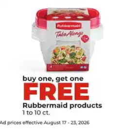 Hy-Vee Rubbermaid take alongs offer