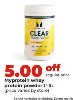 Hy-Vee Myprotein whey protein powder offer