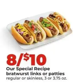 Hy-Vee Our Special Recipe bratwurst links or patties offer