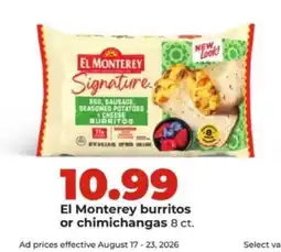 Hy-Vee El Monterey burritos or chimichangas offer