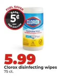 Hy-Vee Clorox disinfecting wipes offer